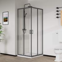 Душевой уголок квадратный/прямоугольный VSS-5CT900CLGM 900x900x1950 профиль вороненая сталь стекло прозрачное VINCEA