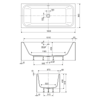 Ванна из литьевого мрамора TITAN-VARIO-180-80-BLD  Cezares