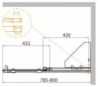 Душевая перегородка с одной раздвижной секцией STREAM-BF-1-80-C-Cr 800x1950 Cezares