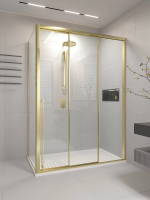 Душевой угол раздвижной 1700х900x2000 цвет профиля Золото брашинг стекло прозрачное PR3/R-SP-17090-01-G-C4 Premium Veconi