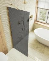 Душевая перегородка в профиле MaybahGlass 1950*690 Стекло 8 мм Графит   Профиль: Широкий, Цвет Золото MGD-705-3ш