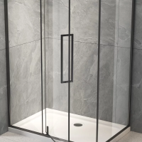 Душевой угол раздвижной прямоугольный RV034B-100100-01-C7 1000х1000х1950 Цвет профиля Чёрный матовый Стекло Прозрачное Veconi