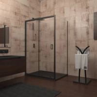 Душевой угол раздвижной прямоугольный RV046B-11590-01-C5 1150х900х1950 Цвет профиля Чёрный  Стекло Прозрачное Veconi