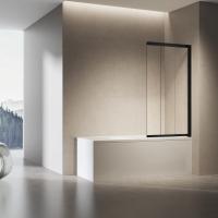 Шторка на ванну, распашная/раздвижная  VSB-6E900CLB-R 900х1400 профиль черный стекло прозрачное Vincea