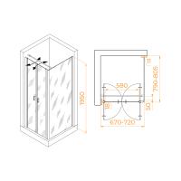 Душевой уголок RGW PA-144 (PA-104 + Z-050-2 + O-104) прямоугольный   70* 80*195 060814478-011 профиль Хром стекло Прозрачное 6 мм RGW