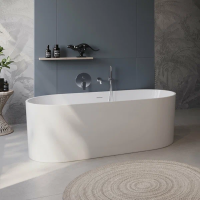 Отдельностоящая, овальная акриловая ванна в комплекте с щелевым сливом-переливом цвета хром 1700х800х580 BB705-1700-800 BelBagno