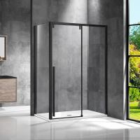 Душевой уголок, прямоугольный Lugano VSR-1L9015CLB-1 1500х900х1950 цвет черный стекло прозрачное Vincea
