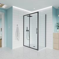 Душевой угол раздвижной E1-SP-B-17080-01-C9 1700х800x1950 Цвет профиля Чёрный матовый Стекло  Прозрачное Veconi