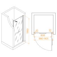 Душевая дверь RGW PA-103W  90*195 020810309-25 профиль Белый стекло Матовое 6 мм RGW