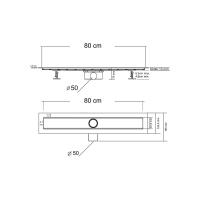 Душевой лоток Optima  SAY.601.80.B.M.S.DUZ цвет матовый черный решетка DUZ Vincea