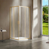 Душевой уголок, квадратный/прямоугольный VSS-1G100CLG 1000х1000х1900 профиль брашированное золото стекло прозрачное VINCEA